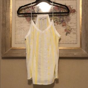 LOFT white tank top with yellow embroidery